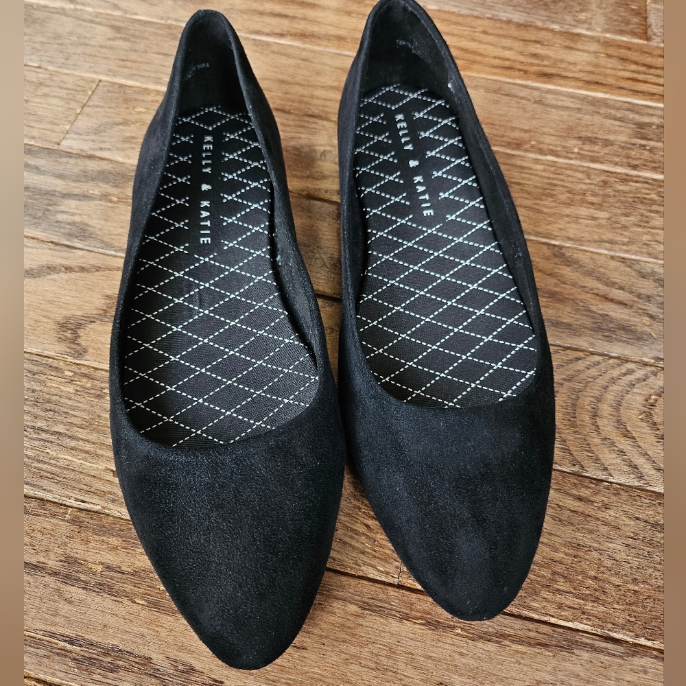 Sueded Black Ballet Flats